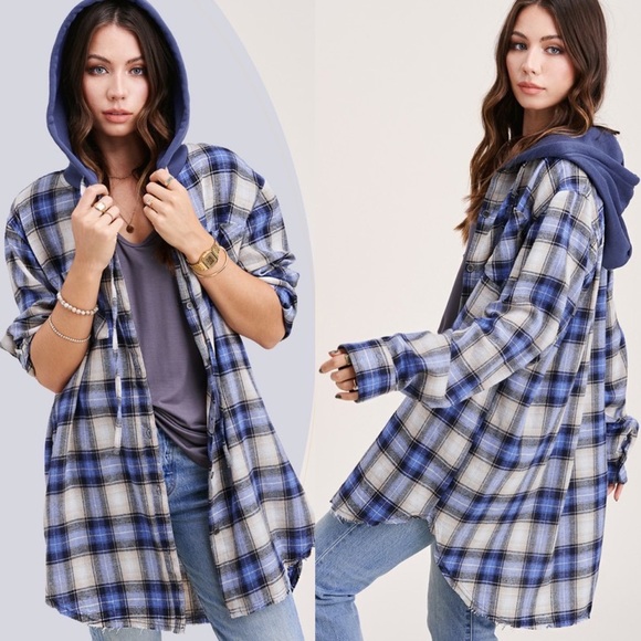 Oversized Cozy Plaid Flannel Light Shacket - Picture 2 of 2